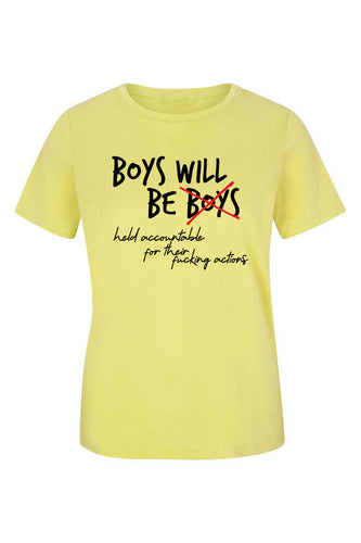 Boys Will Be Held Accountable - (Spring Yellow) Women's short sleeve t-shirt
