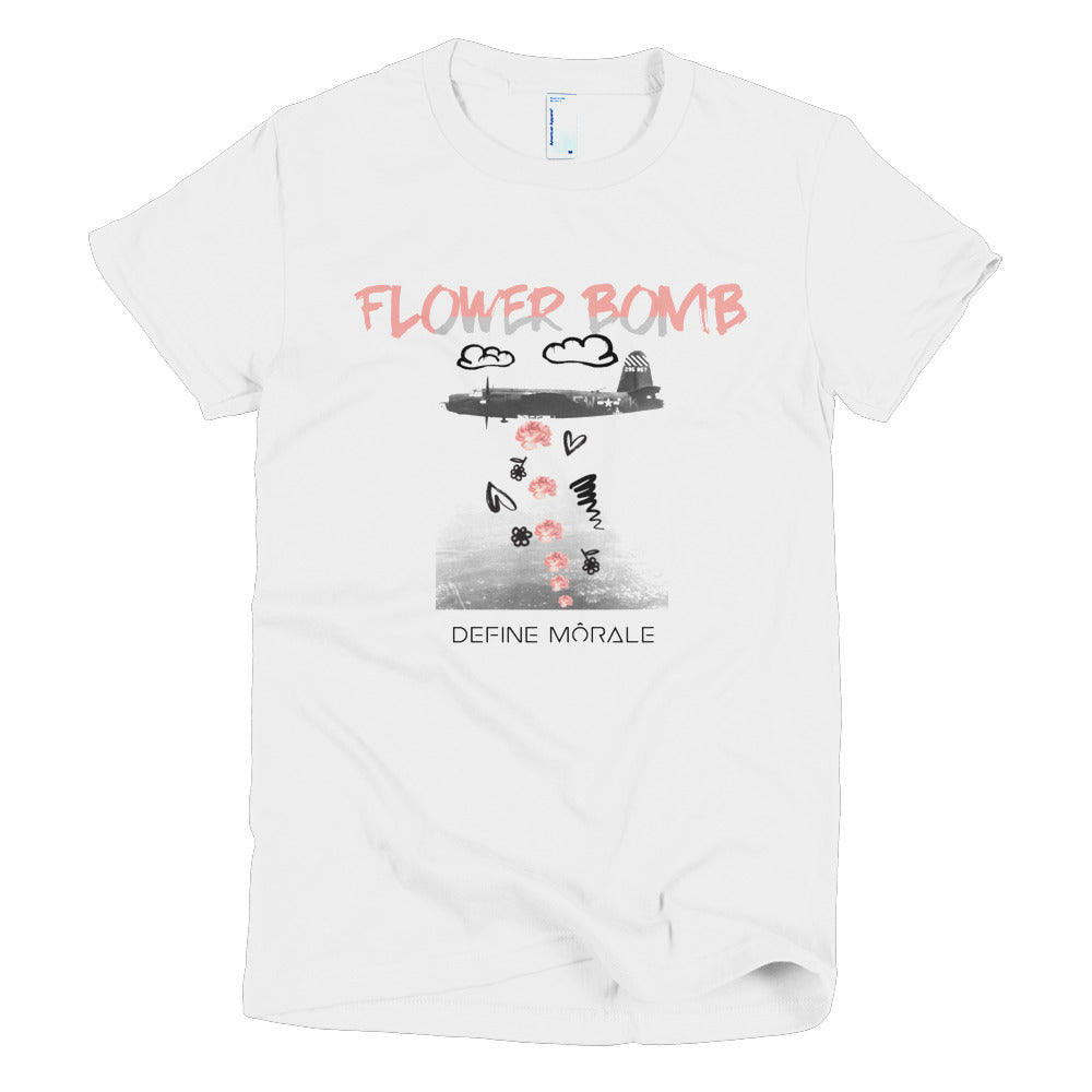 Flower Bomb (White) - Short Sleeve Women T-Shirt